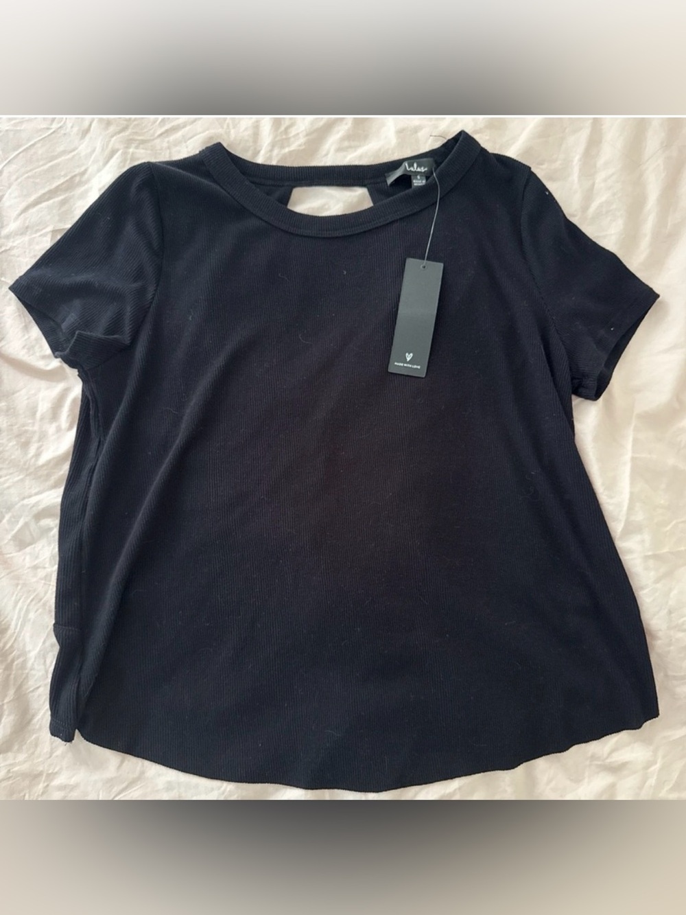 Lulu's Black Short Sleeve Ribbed Tee